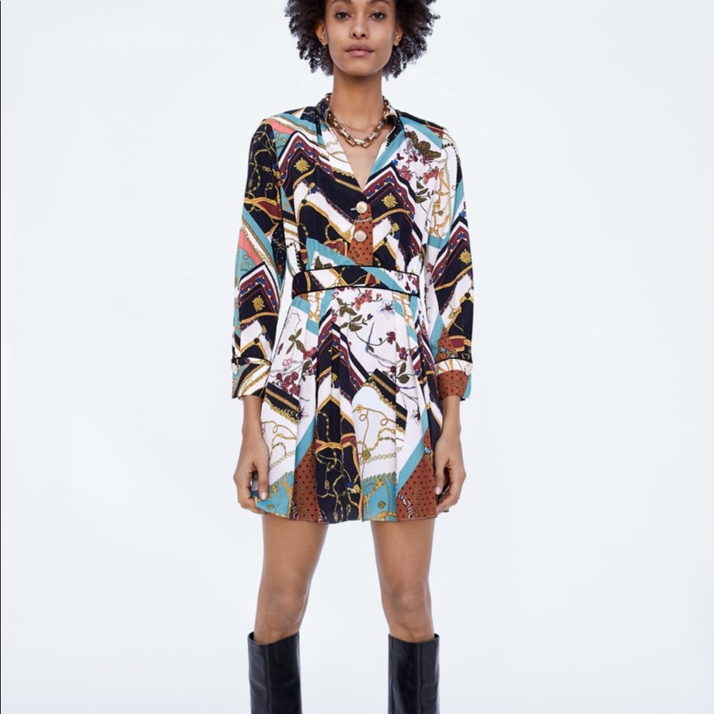 Zara patchwork chainprint midi dress